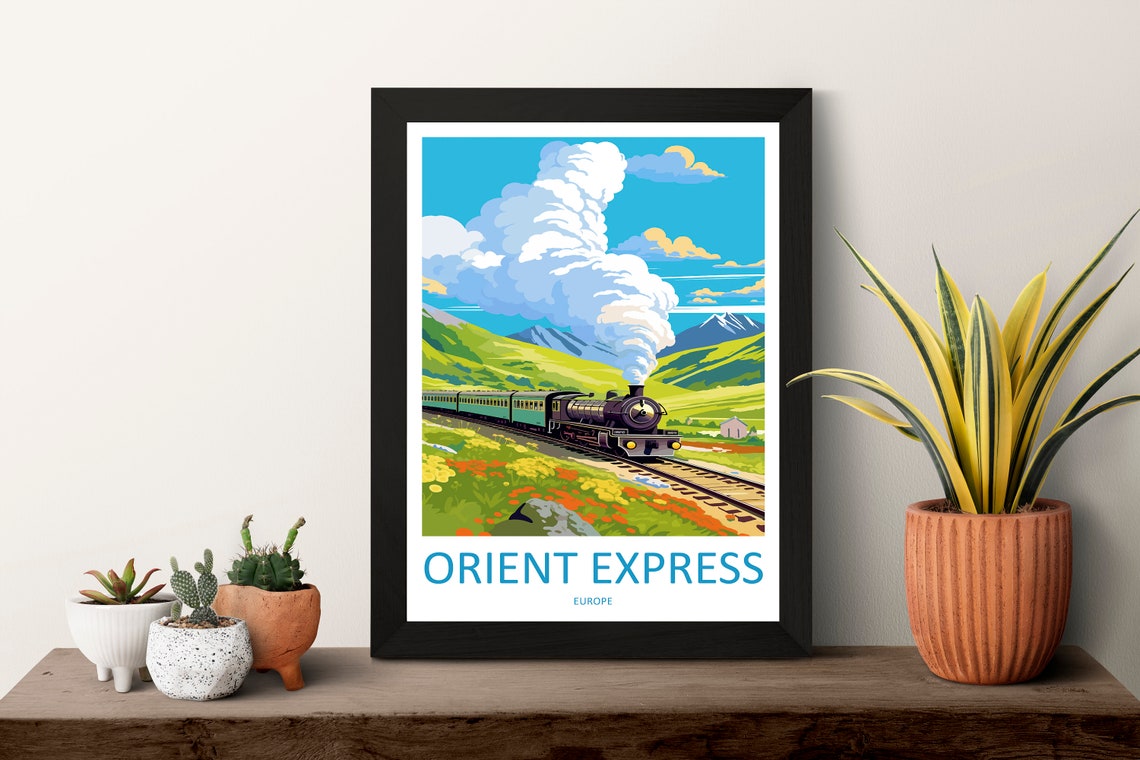 Orient Express Steam Train Alpine Valley Vintage Travel Poster - Image 3
