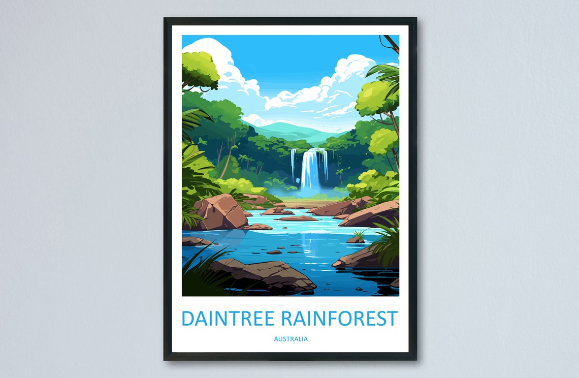 Daintree Rainforest Waterfall Jungle Creek Australia Travel Poster