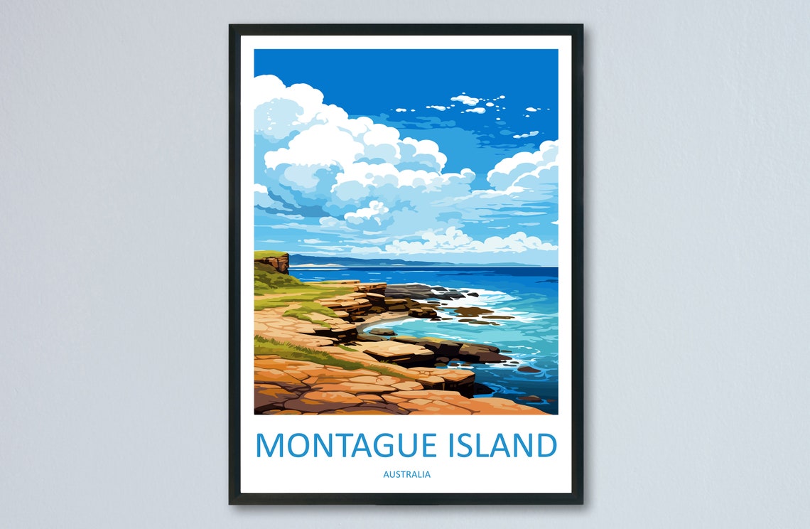 Montague Island Australia Rocky Tide Pool Coast View Travel Poster