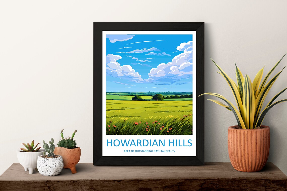 Howardian Hills Golden Wheat Field Poppy Border Travel Poster - Image 3