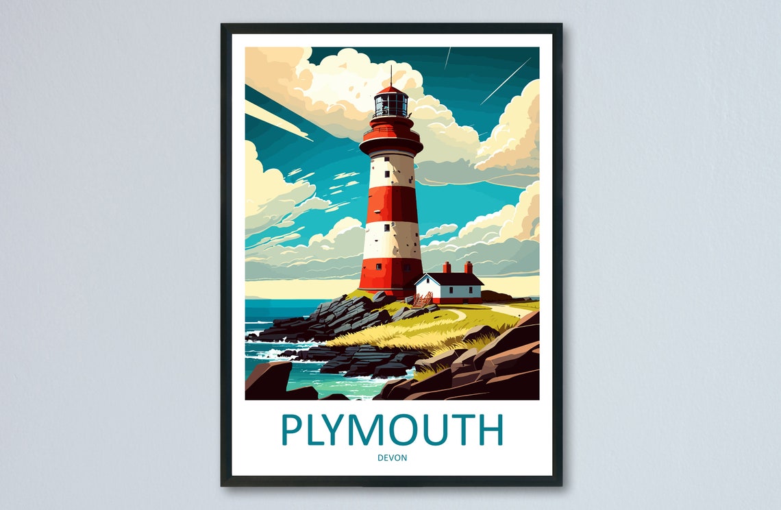 Plymouth Travel Print Wall Art Plymouth Wall Hanging Home Dcor Plymouth Gift Art Lovers England Art Lover Gift Plymouth Art Poster