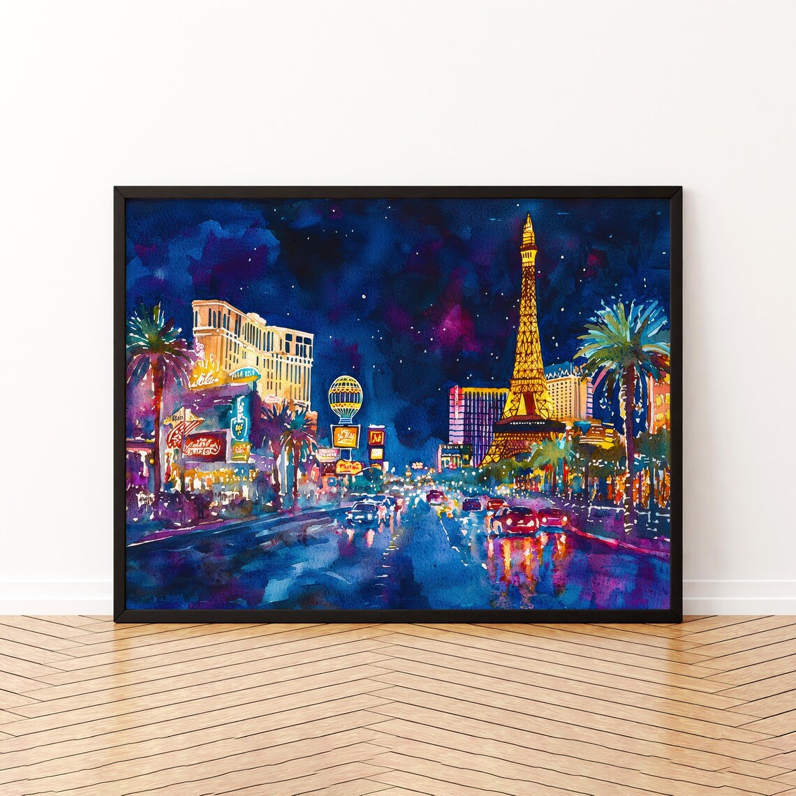 Las Vegas Watercolor Poster, Travel Poster