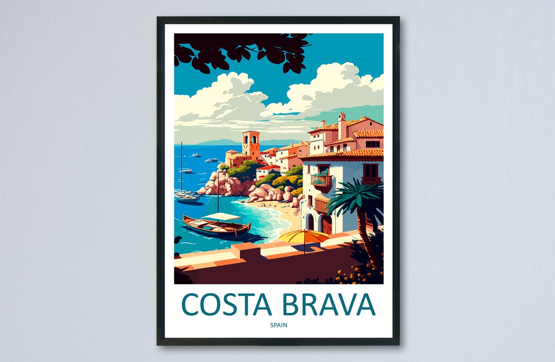 Costa Brava Travel Poster, Spain Wall Art