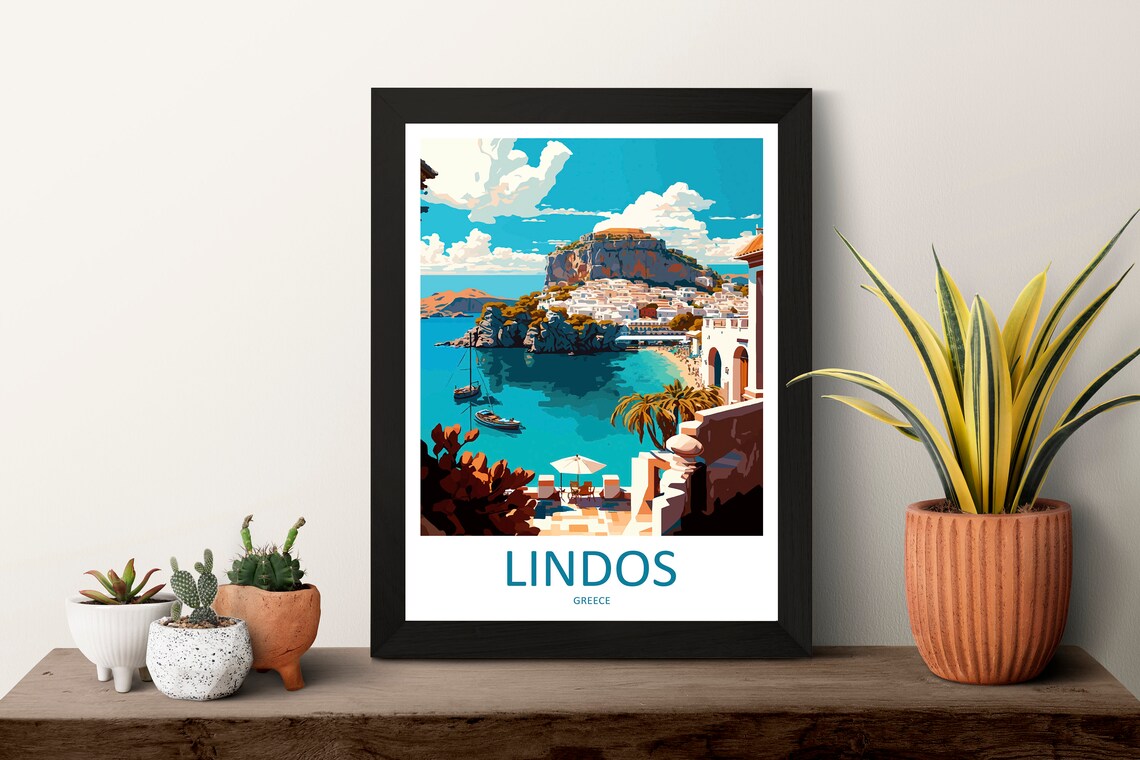 Lindos Greece Travel Poster, Europe Wall Decor - Image 3