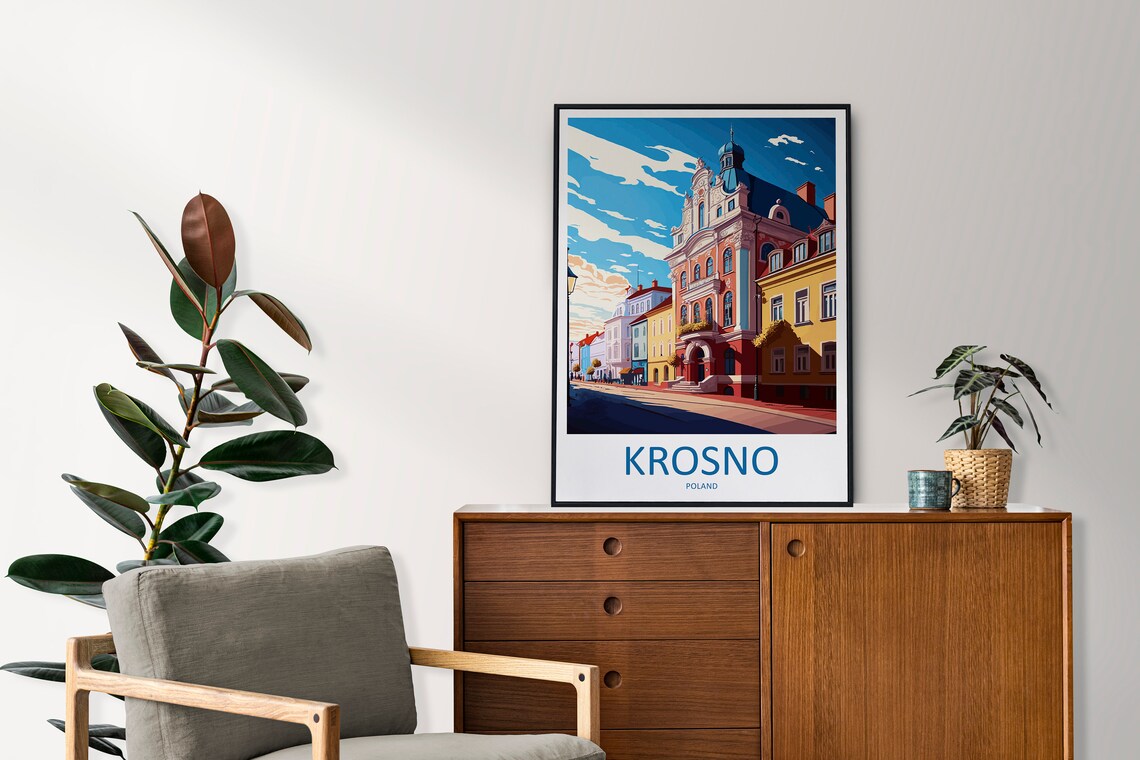 Krosno Poland Colorful Historic Street Retro Style Travel Poster - Image 2