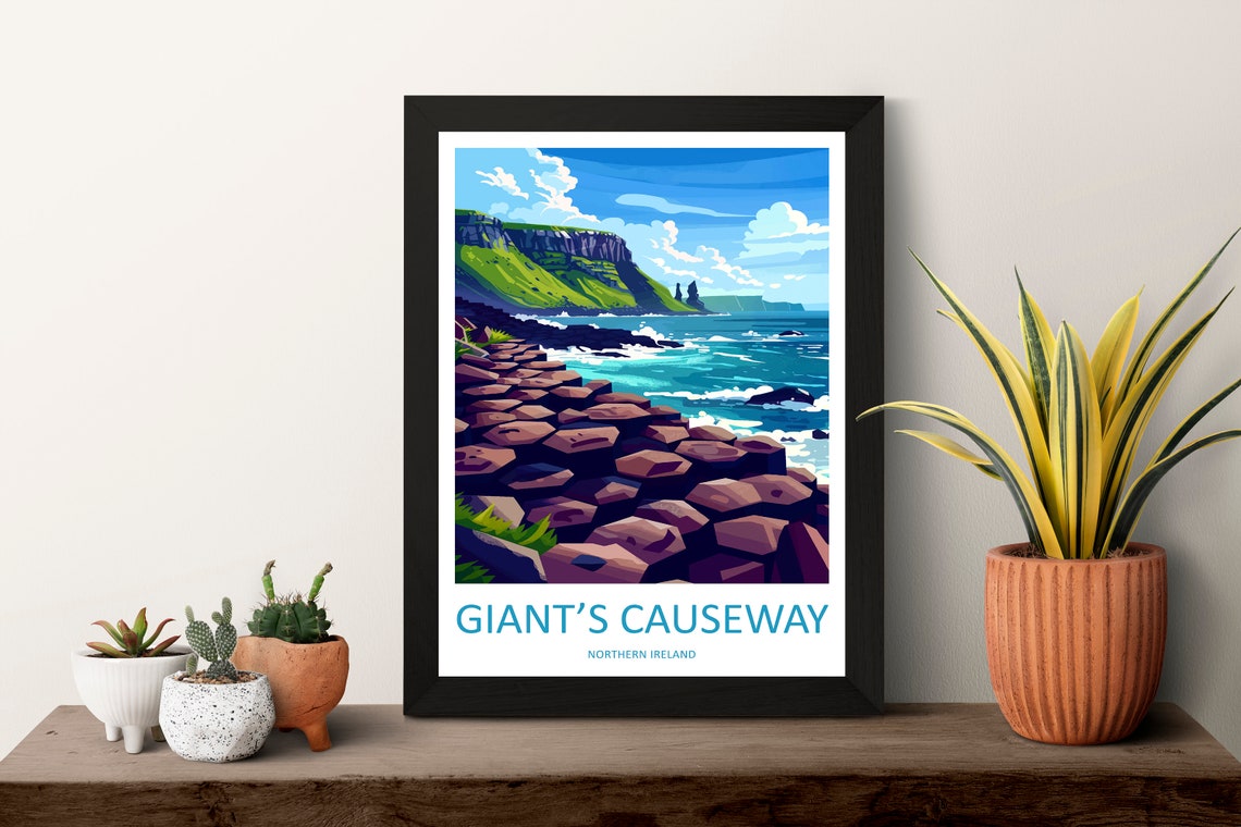 Giants Causeway Hexagonal Basalt Stones Atlantic Surf Poster - Image 3