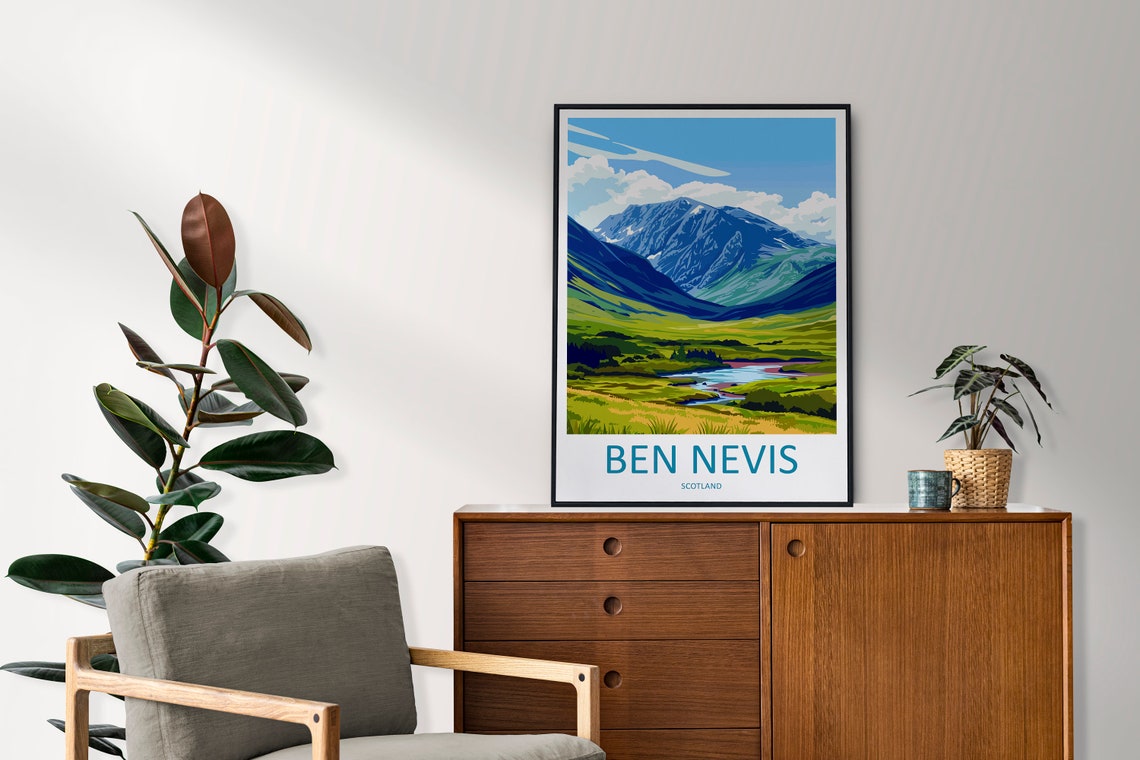 Majestic Ben Nevis Scotland Mountain Vintage Travel Art Poster - Image 2