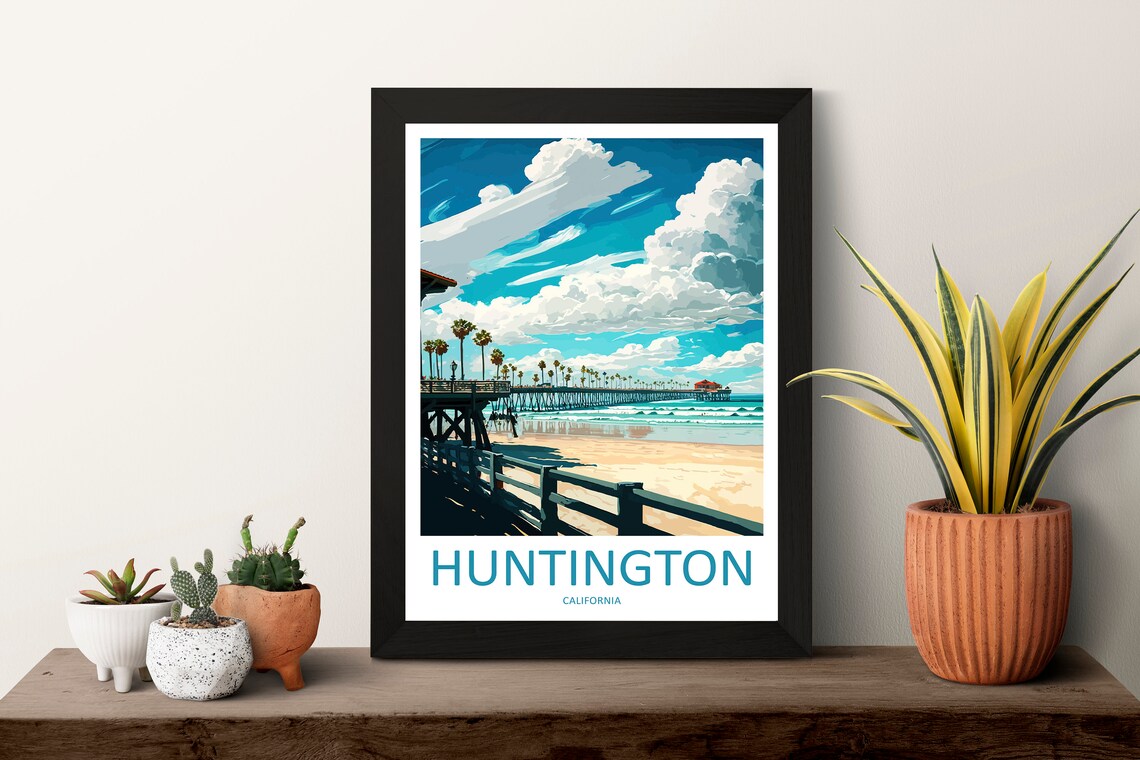 Huntington Beach Travel Poster, California Place Print - Image 3