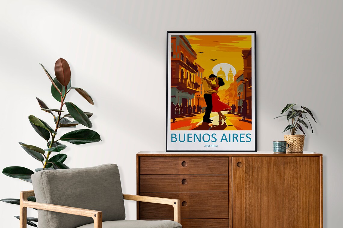 Buenos Aires Argentina Tango Dancers on Sunset Street Travel Poster - Image 2