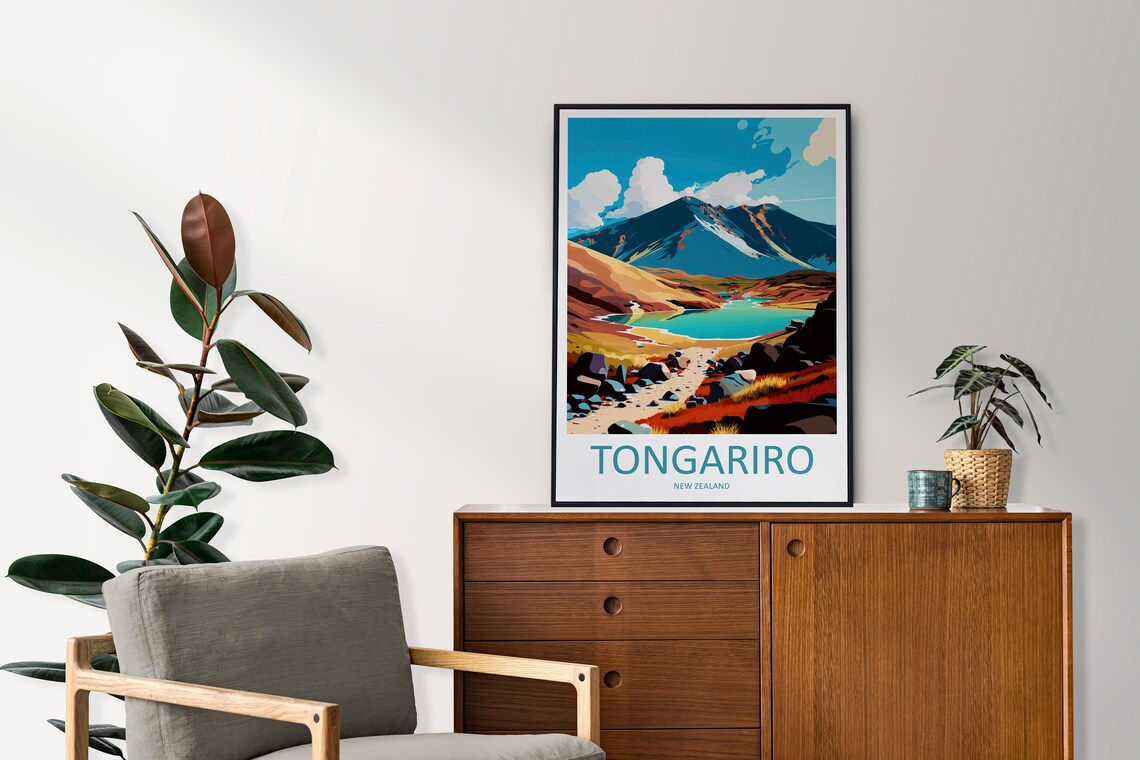Tongariro Travel Poster, New Zealand Wall Art - Image 2
