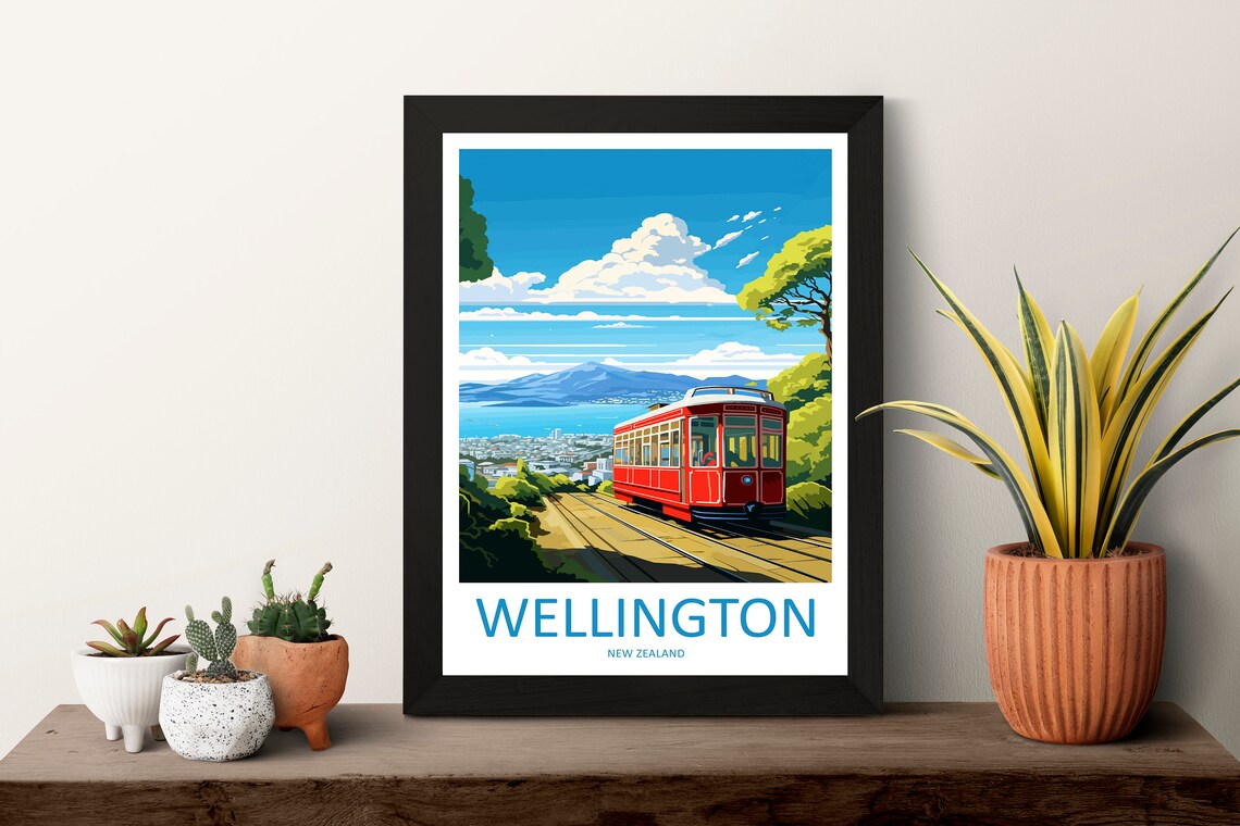 Wellington Travel Poster, New Zealand Cityscape Print - Image 3