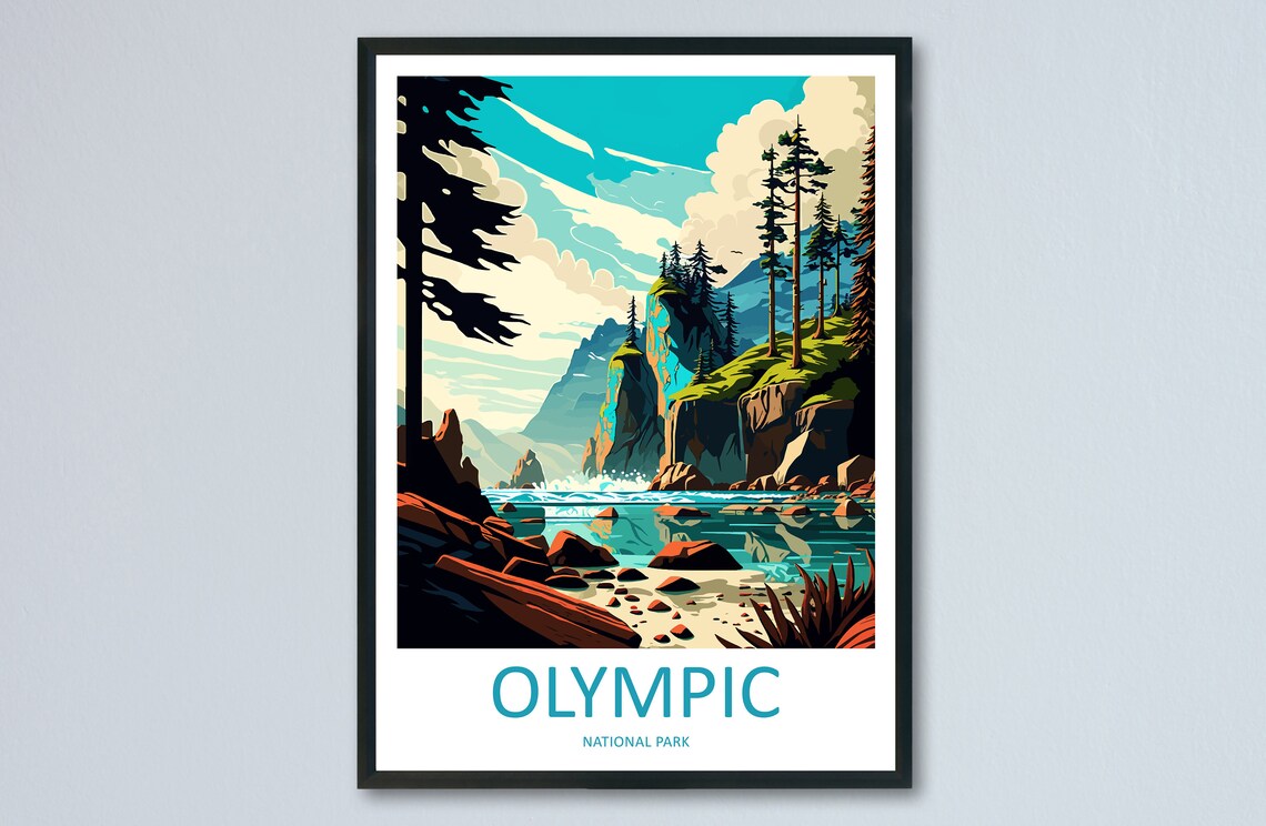 Olympic National Park Travel Poster, National Park Art