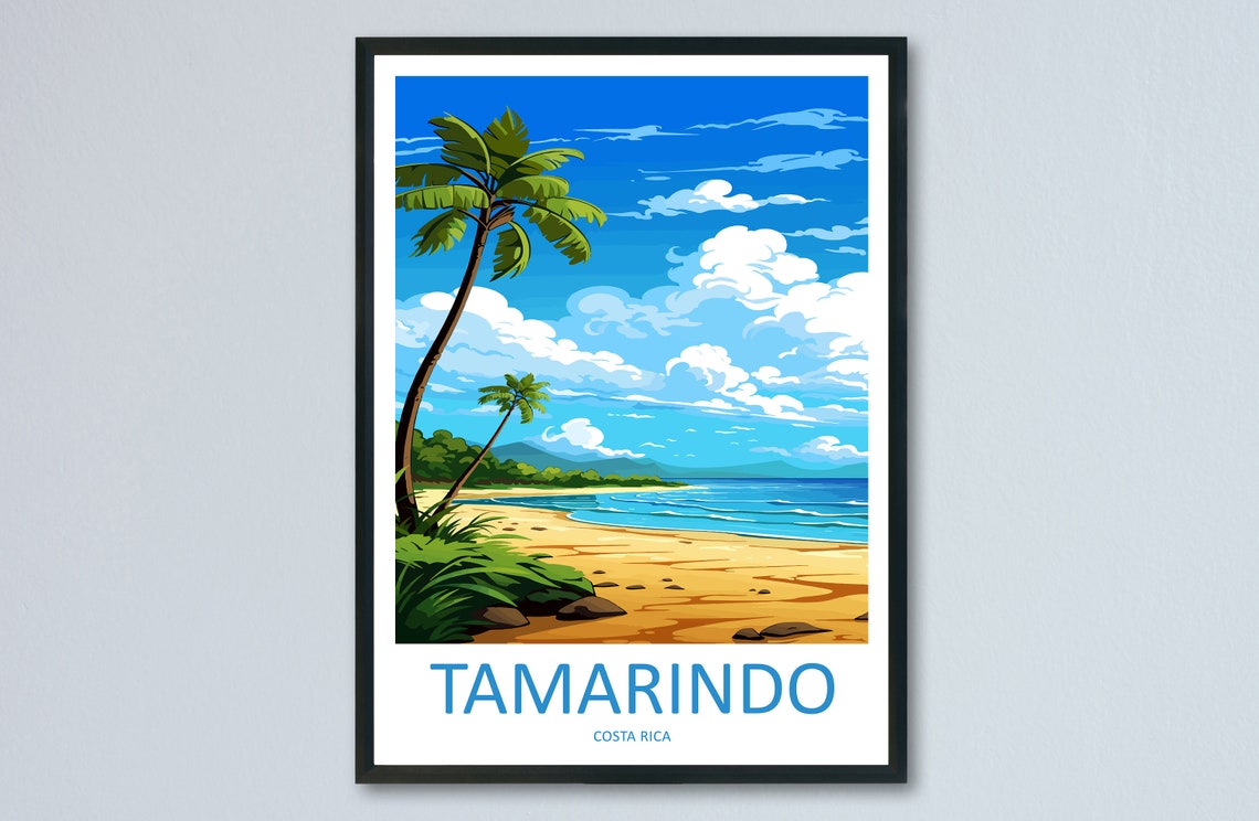 Tamarindo Costa Rica Palm Beach Surf Coast Vacation Scene Poster