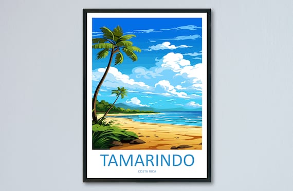 Tamarindo Costa Rica Palm Beach Surf Coast Vacation Scene Poster