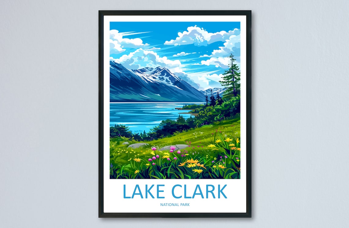 Lake Clark Wildflower Meadow Alaska National Park Art Poster