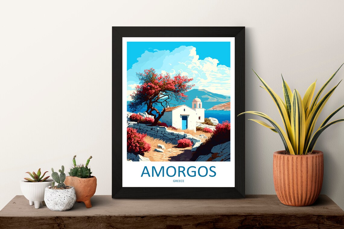 Amorgos Greece Travel Poster, Europe Decor - Image 3