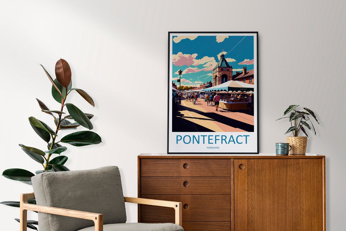 Pontefract Clock Tower Market Street Yorkshire Travel Poster - Image 2
