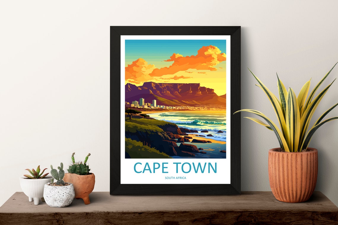 Cape Town South Africa Table Mountain Sunset Ocean Coast Poster - Image 3