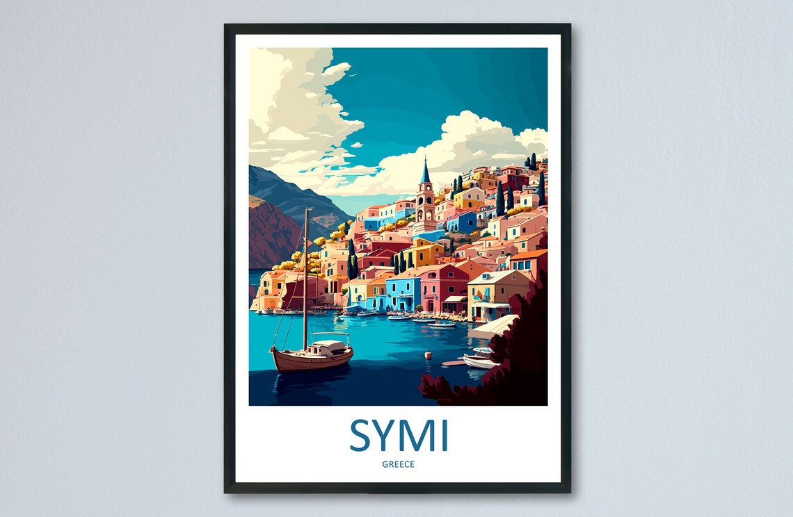 Symi Greece Travel Poster, Europe Wall Art
