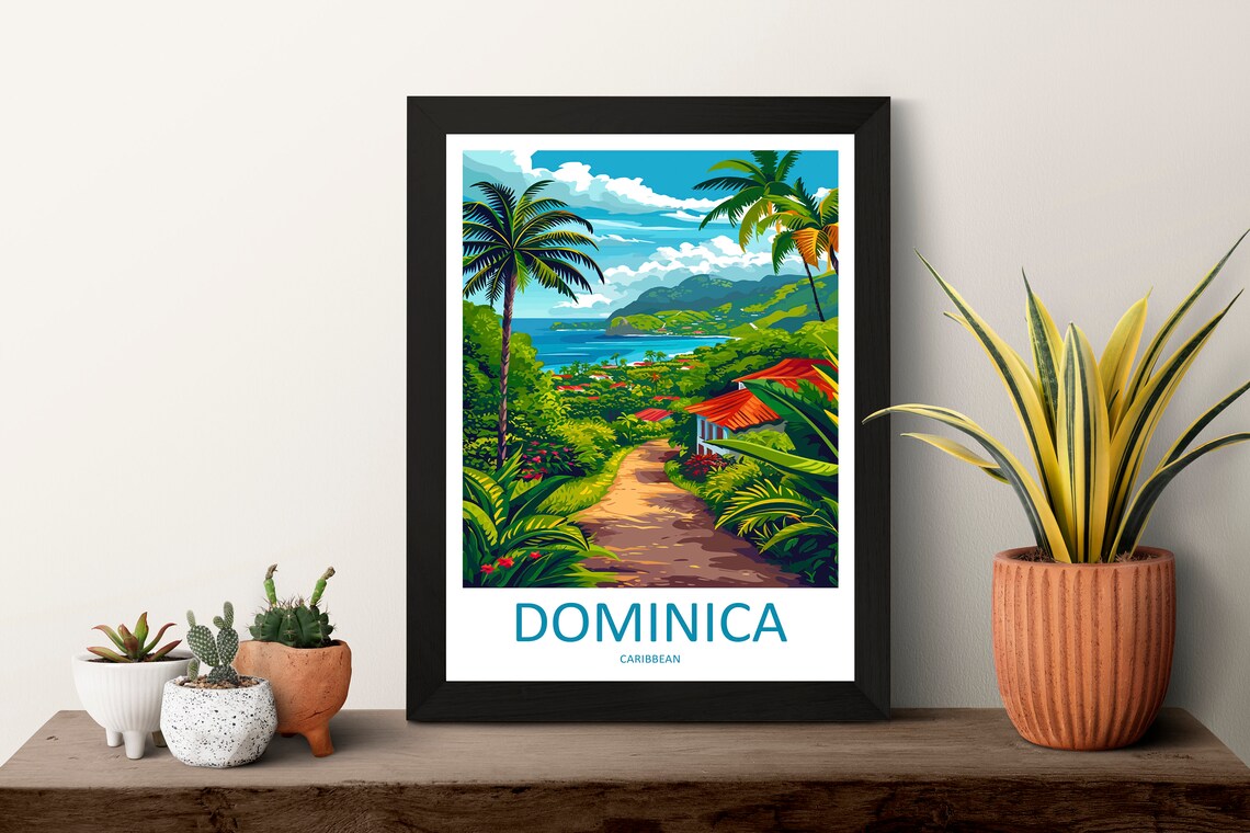 Dominica Jungle Trail Palm Trees Caribbean View Travel Poster - Image 3