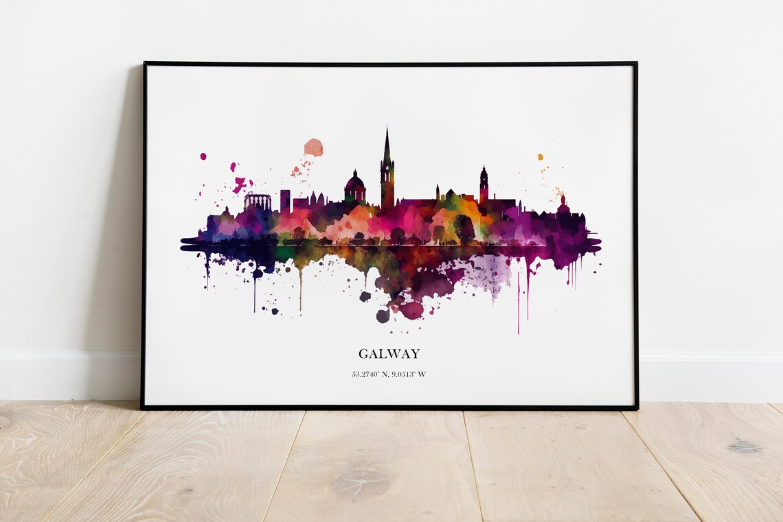 Galway Watercolour Skyline Art Print, Ireland