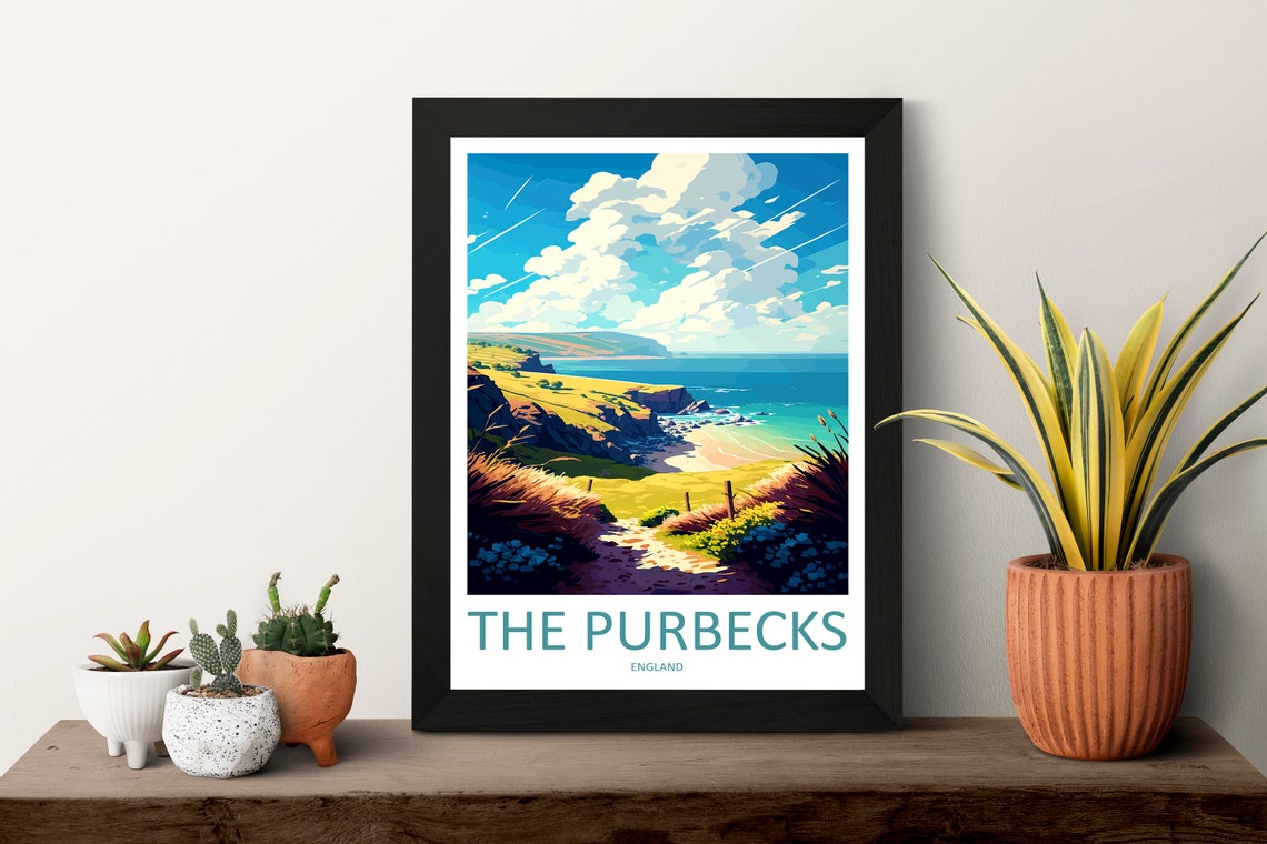 The Purbecks England Coastal Cliffs Beach Minimal Travel Poster - Image 3