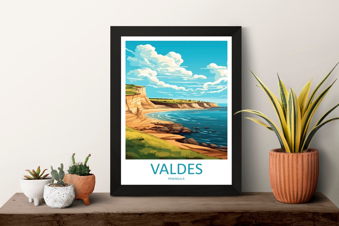 Valdes Peninsula Rocky Cliff Cove Patagonia Coast Travel Art Poster - Image 3