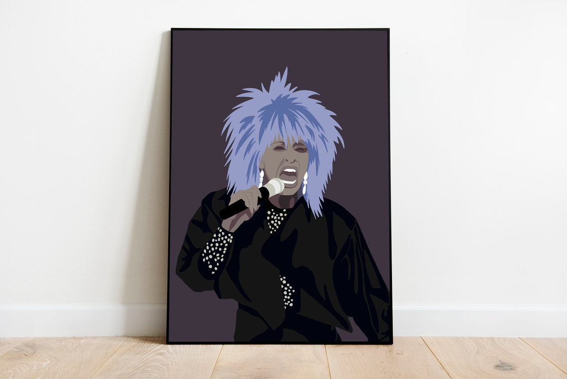 Tina Turner Singing on Stage Rock Soul Queen Portrait Poster