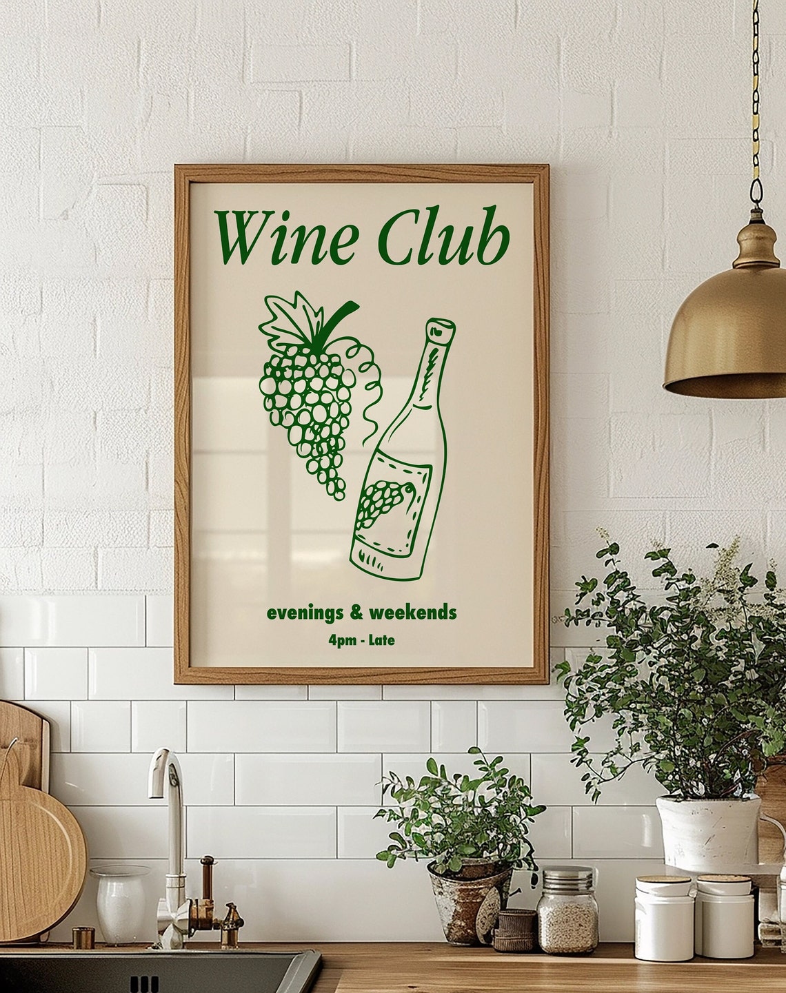 Wine Club Evenings and Weekends Retro Kitchen Drink Decor Poster - Image 2