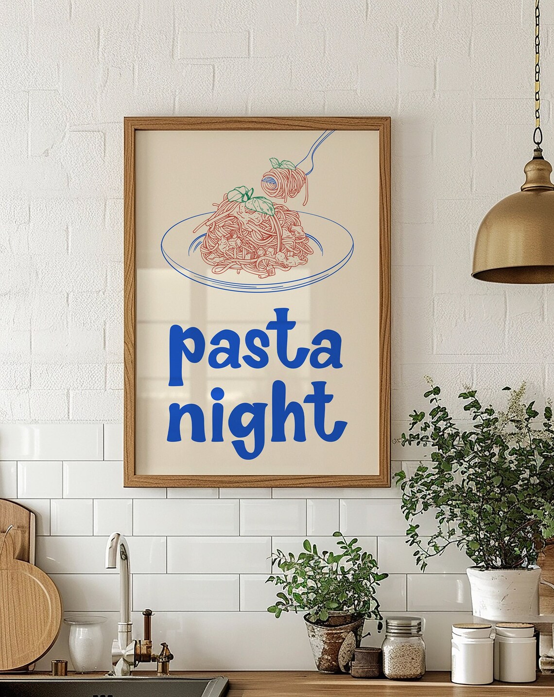 Pasta Night, Hand Drawn Kitchen Art Print - Image 2