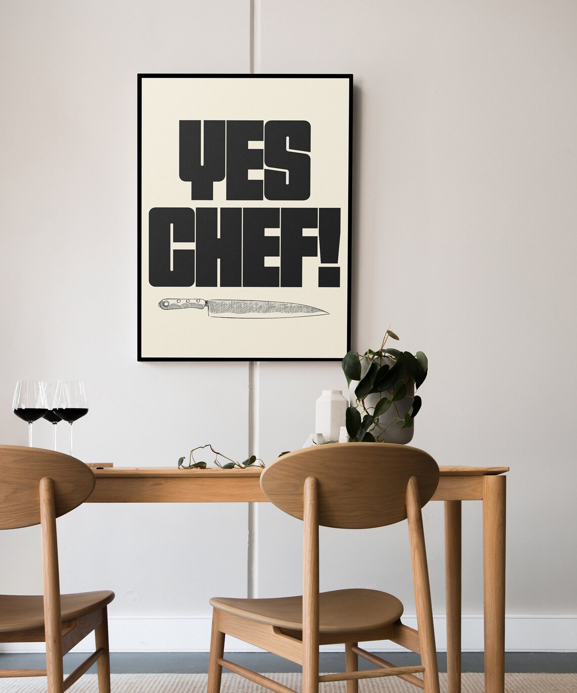 Yes Chef Mid-Century Kitchen Quote Art Print - Image 3