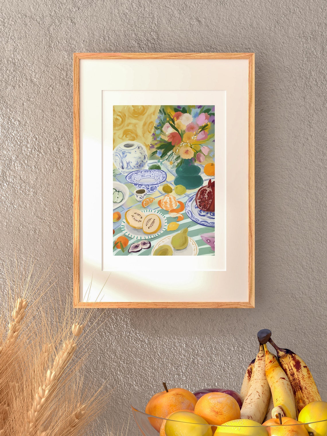 Sunny Fruit Table Still Life Pomegranate Porcelain Matisse Poster - Image 2
