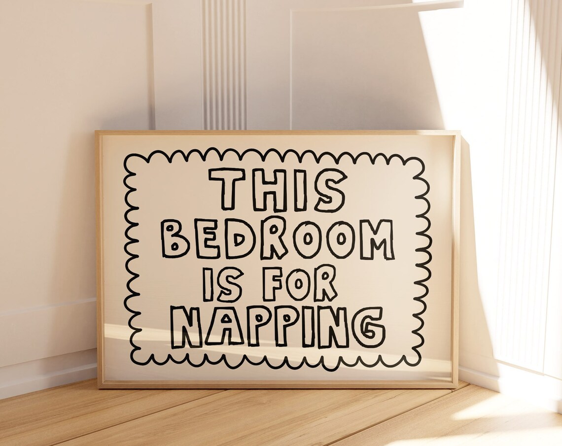 This Bedroom Is For Napping Funny Scalloped Quote Bedroom Poster