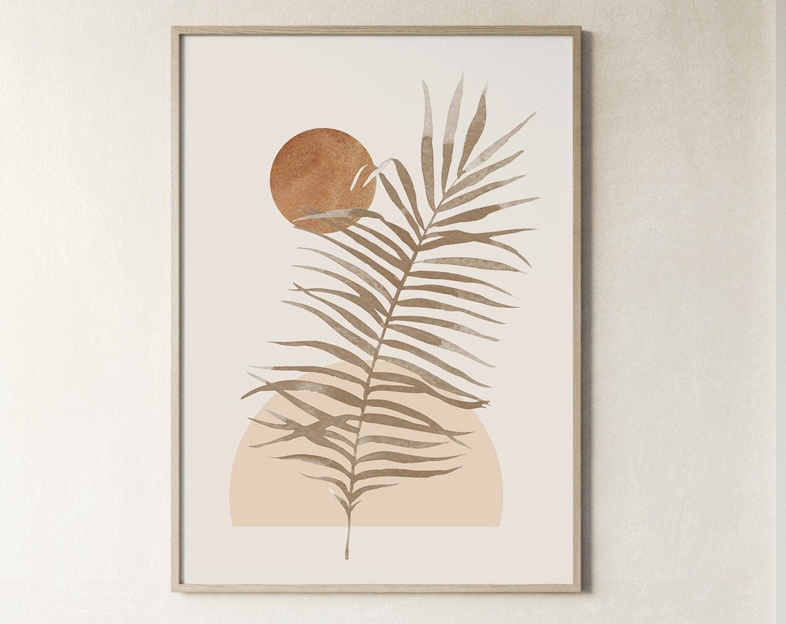 Warm Boho Palm Leaf Terracotta Sun Botanical Abstract Art Poster - Image 3