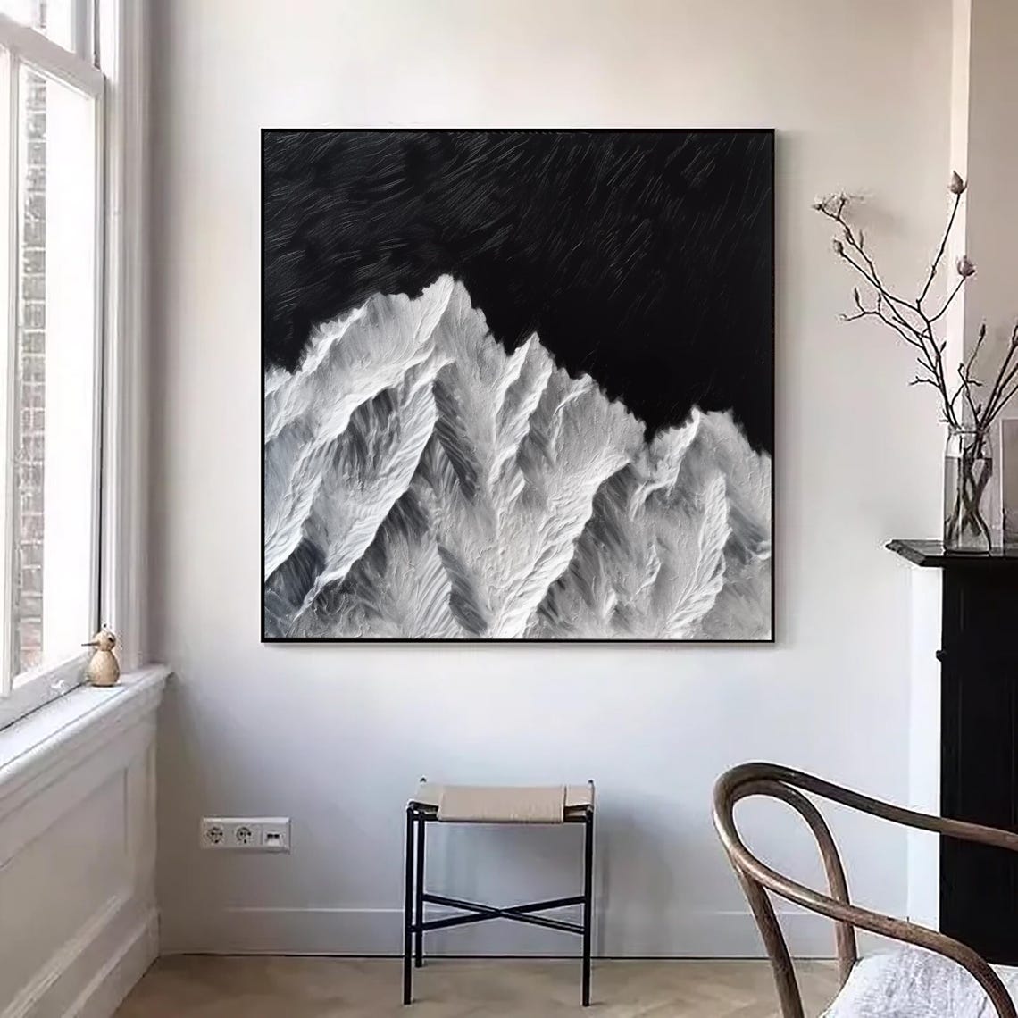 Original White Mountain Painting On Abstract Snow Mountain Wall Art Textured Painting Extra Large Mountain Hand Painted Textured Art - Image 2