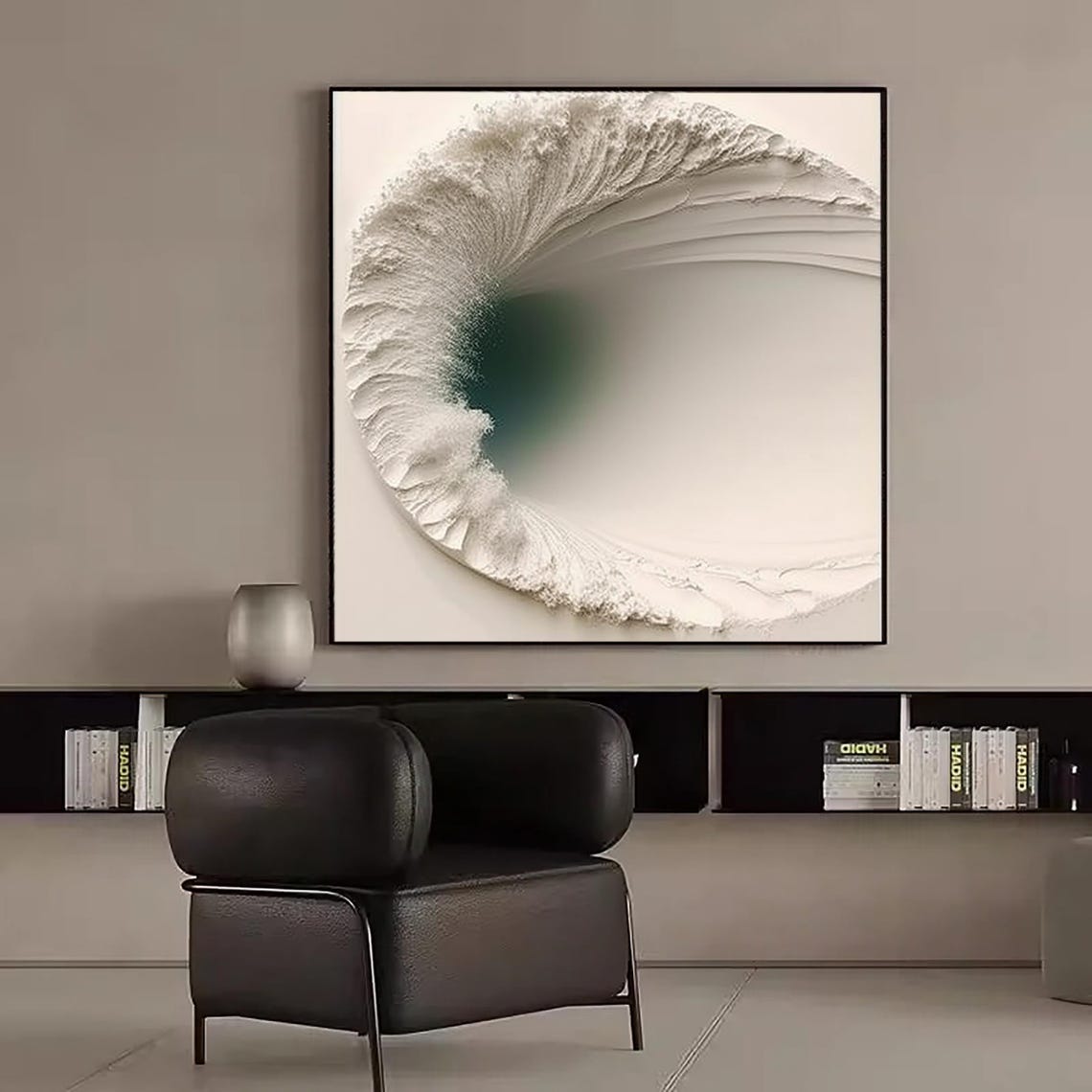 White Ocean Wave Curl Emerald Glow Center Abstract Sea Poster - Image 4
