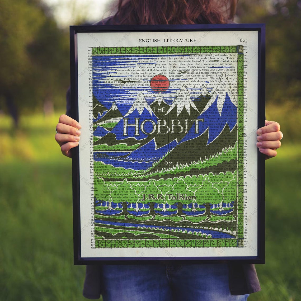 The Hobbit By Jrr Tolkien Instant Book Cover Art Reading Nook Decor Gifts Hobbit Gifts Print Locally Literature Gifts - Image 4