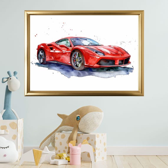Vintage Vehicle Watercolor Art Set Of 6 Retro Car Prints For Boys Room Kids Transportation Wall Decor Nursery Artwork