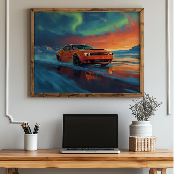 Drifting Art Print Moody Car Landscape In Snow