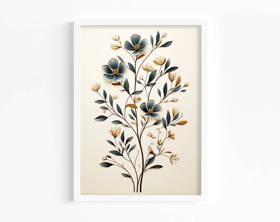 Antique Illustration Art Print Plant With Leaves Wall