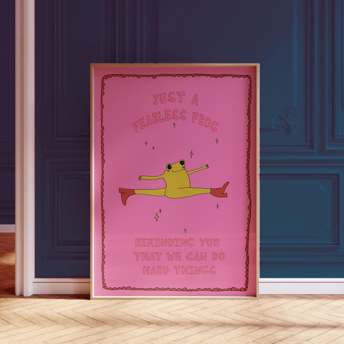 Just A Fearless Frog Funny Affirmation Frog Poster For Kids Room
