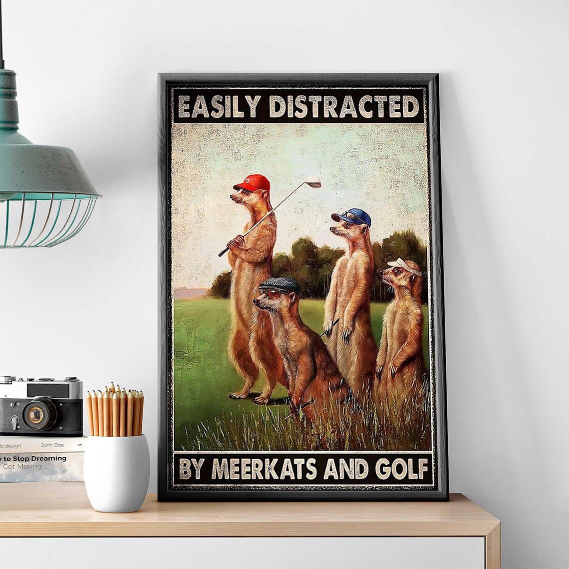Meerkat Golf Vintage Art, Golf Gift For Dad - Image 3