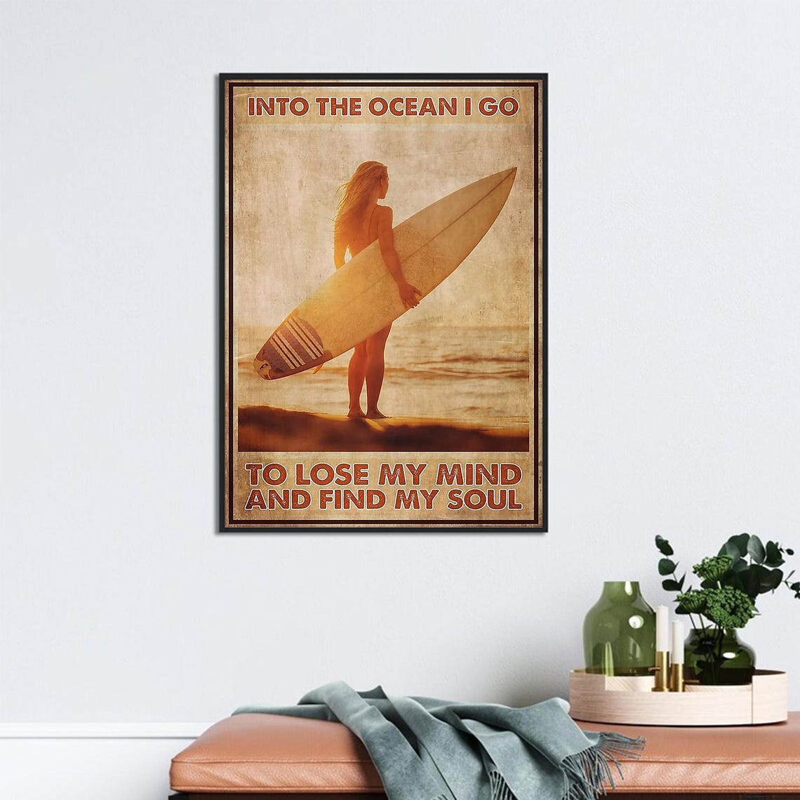 Surfer Girl At Sunset Into The Ocean Lose My Mind Soul Poster - Image 2