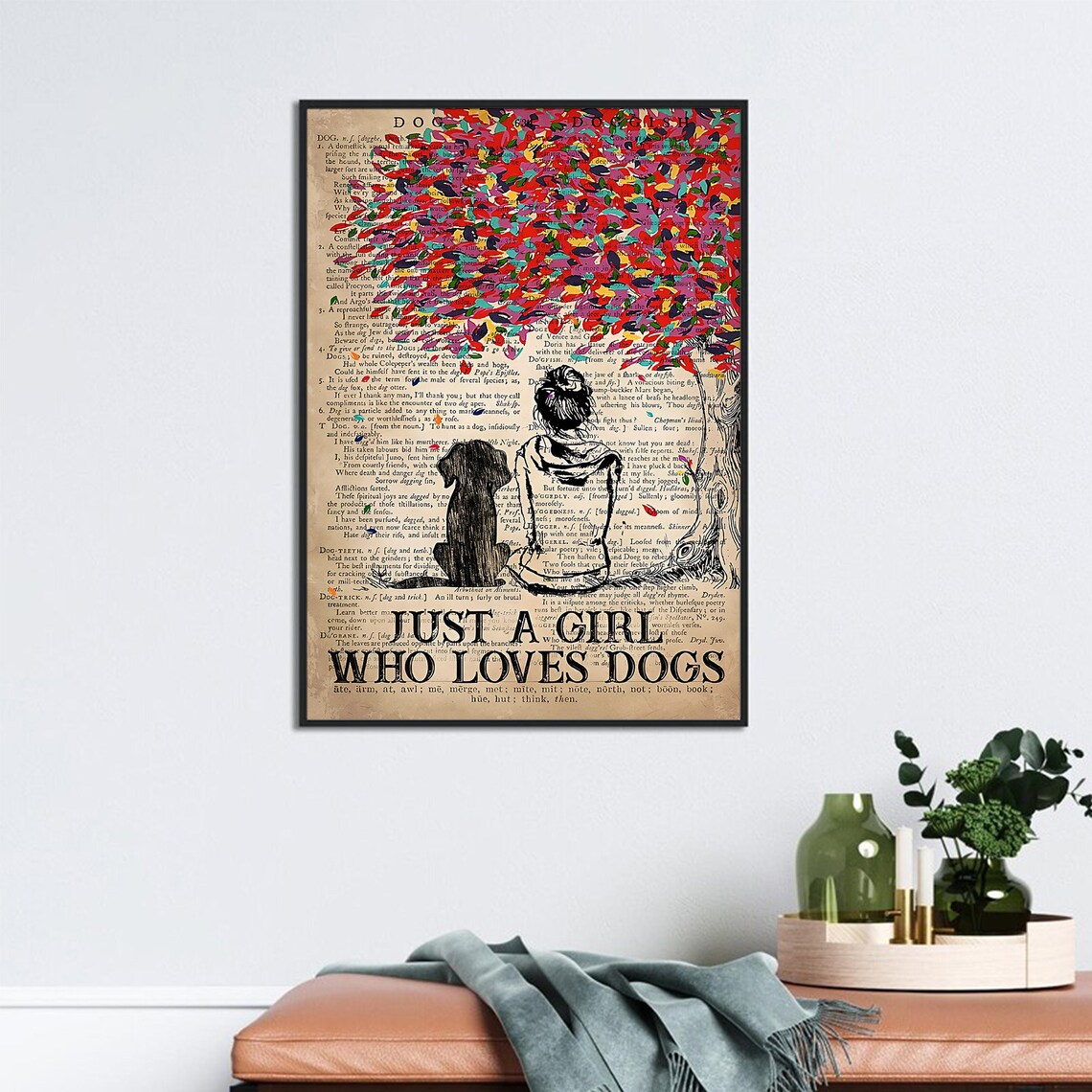 Girl and Dogs Art Print, Just a Girl Who Loves Dogs - Image 3