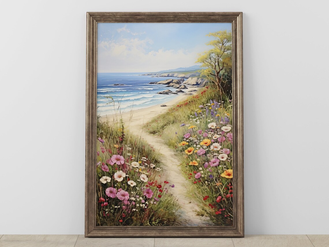 Coastal Beach Scenery Art Print, Seaside Pathway
