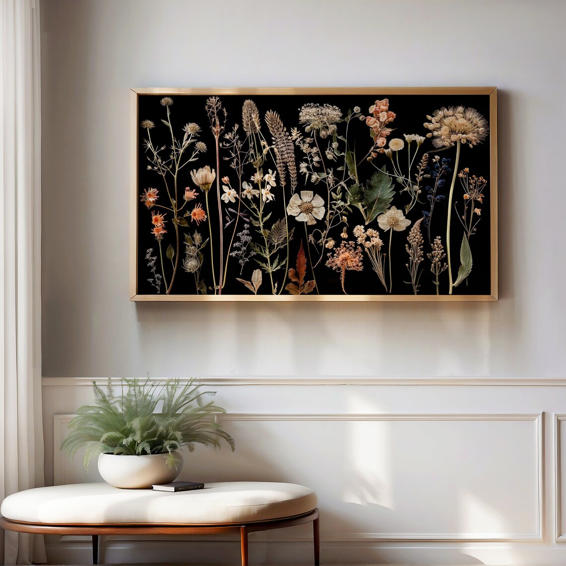 Pressed Wildflowers on Black Vintage Botanical Herbarium Poster - Image 4