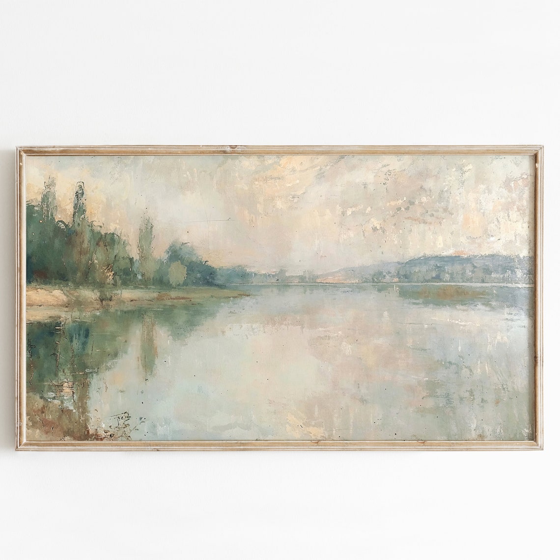 Impressionist Lake Landscape with Misty Reflections Art Poster