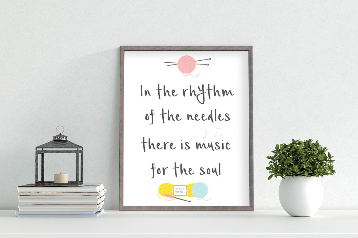 In the Rhythm of the Needles Knitting Quote With Music Notes Poster - Image 3