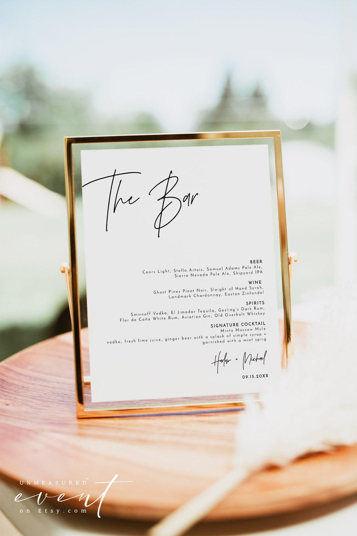Wedding Bar Menu Drink Sign Minimalist Template Printable Poster - Image 3