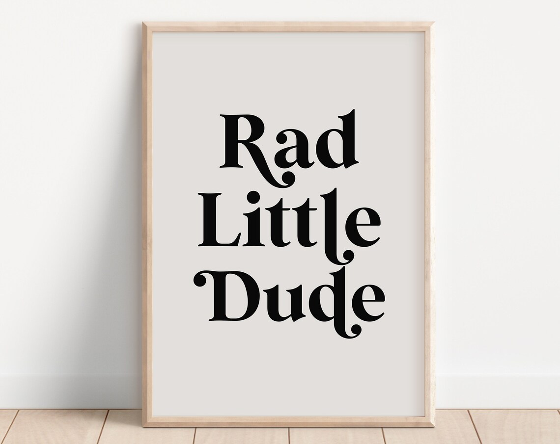 Rad Little Dude Retro Baby Boy Nursery Wall Art Kids Room Decor